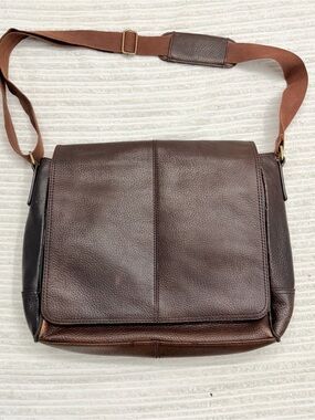 Marks & Spencer Brown Leather Messenger Bag - Classic Travel Crossbody
